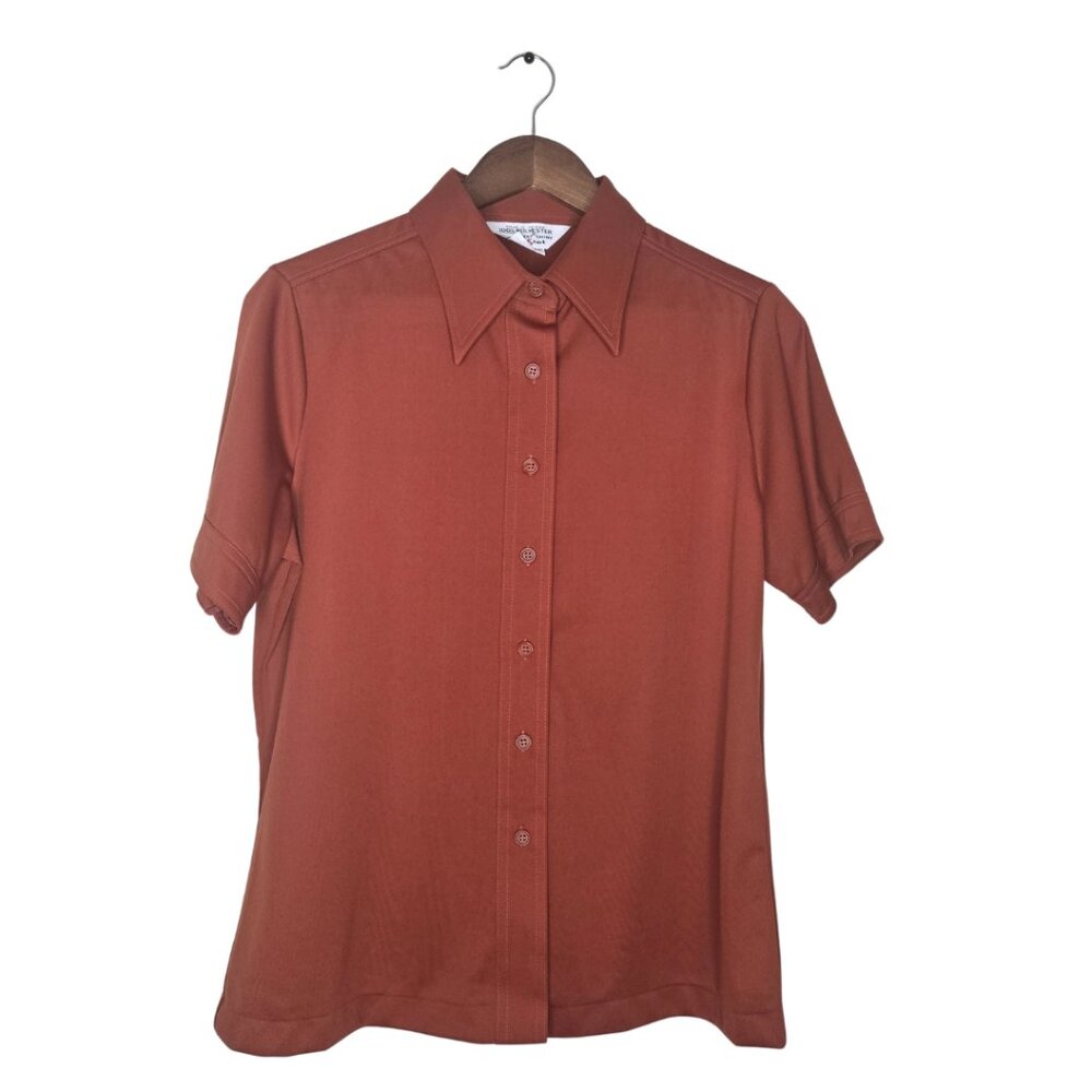 Sears Vintage Rust Colored Button Down Blouse